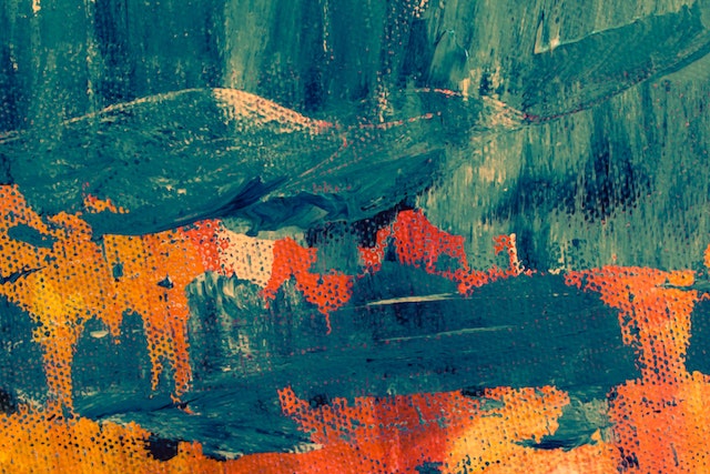 modern painting using teal and orange